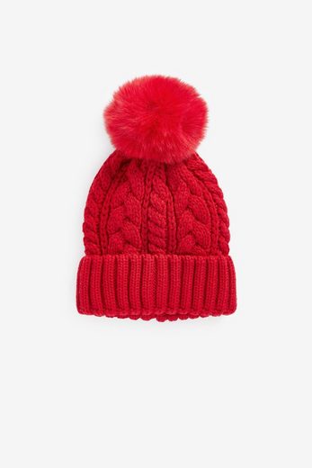 NEXT Bommelmütze Strickmütze mit Zopfmuster und Bommel 1-St mehr Günstig kaufen