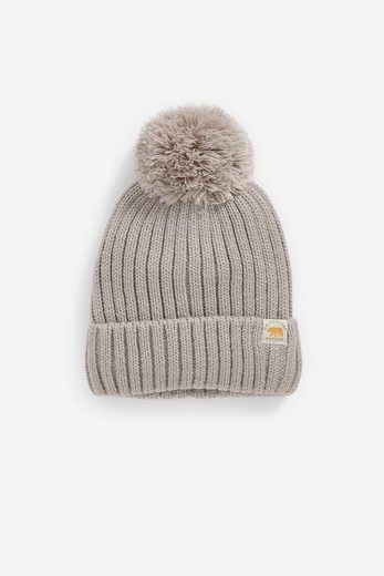 NEXT Bommelmütze Gerippte Strickmütze mit Bommel 1-St mehr Auslauf