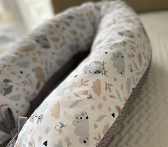 LOOLAY Stillkissen Waffelpique Seitenschläferkissen XXL Schwangerschaftskissen 170 cm Stillkissen + Bezug (Reißverschluss); Attmungsaktive WAFFEL + GLATT Baumwolle WEICH Stillkissen MUSTERN: HASE Beige/ GRAU, MINZE, WEIß, ROS Saisonschlussverkauf