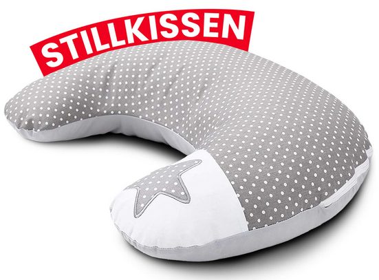 AMILIAN Stillkissen Lagerungskissen - Seitenschläferkissen - Stillkissen klein Schwangerschaftskissen zum Schlafen, pregnancy pillow mit Füllung inkl. Bezug mit Stickerei (60x42 cm), für Mütter und Babys mehr Muttertagsangebot