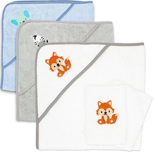 BABYKAJO Kapuzenhandtuch Frottee (1, 1-St), Kuschliges Baby Handtuch mit Waschlappen mehr Blitzverkäufe