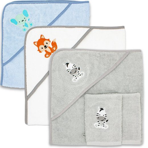 BABYKAJO Kapuzenhandtuch Frottee (1, 1-St), Kuschliges Baby Handtuch mit Waschlappen mehr Blitzverkäufe