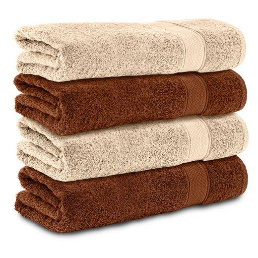 KOMFORTEC Badetücher 100% Baumwolle, 470 g/m² Frottee (4-St), Handtücher 70x140 cm Set, Weich mehr Black Friday