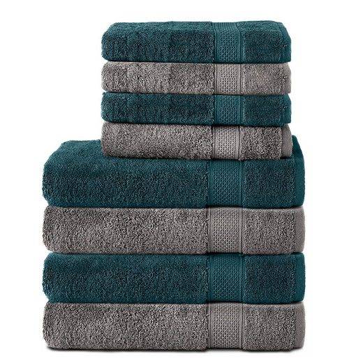KOMFORTEC Handtuch Set 100% Baumwolle, 4 Badetücher 70x140 und 4 Handtücher 50x100 cm Frottee (Packung, 8-St), Badehandtuch & XXL Saunatuch, Weich, Towel, Groß mehr Neuheiten