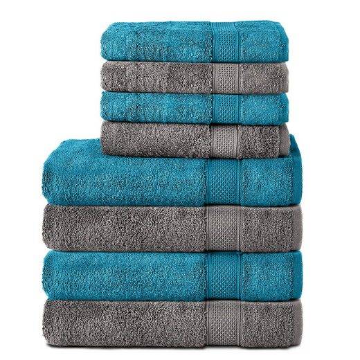 KOMFORTEC Handtuch Set 100% Baumwolle, 4 Badetücher 70x140 und 4 Handtücher 50x100 cm Frottee (Packung, 8-St), Badehandtuch & XXL Saunatuch, Weich, Towel, Groß mehr Saisonale Angebote