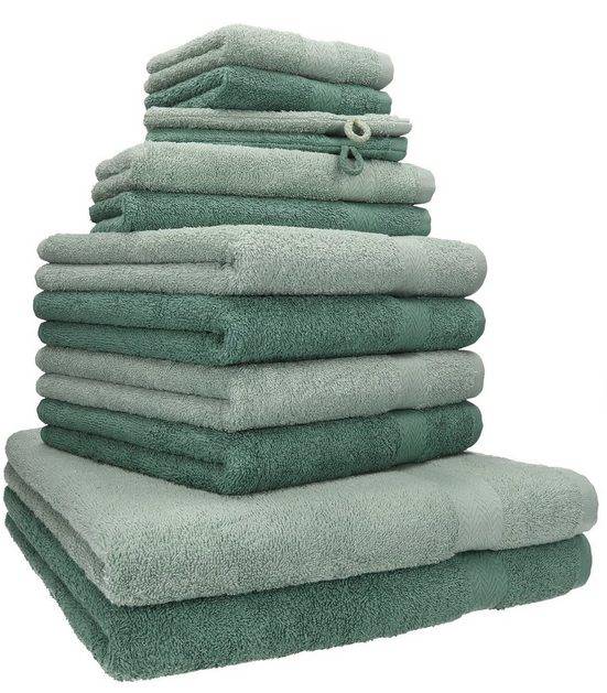 BETZ Handtuch Set 12-TLG. Handtuch Set Premium heugrün/tannengrün Baumwolle, (12-tlg) mehr 50% Rabatt mit kostenlosem Versand