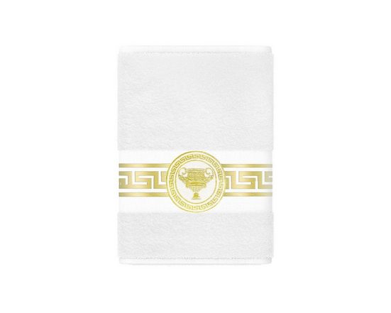 BELLE ARTI Handtücher Gästehandtücher Badetücher Duschtücher Saunatücher Mäander Amphore Set (1-St), schwarz weiss, gold hochwertig eingestickt Baumwolle weich saugstark mehr Kostenloser Versand international