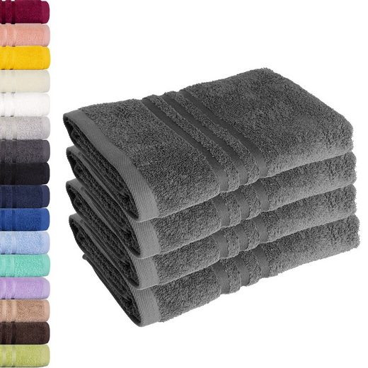 LAVEA Handtuch Elena 50x100cm aus 100% Baumwolle, fusselfreies, pflegeleichtes hautfreundliches Handtuch-Set (Set, 4-St), einzigartig weiche Frottee Handtücher für jeden Hauttyp geeignet mehr Begrenztes Angebot