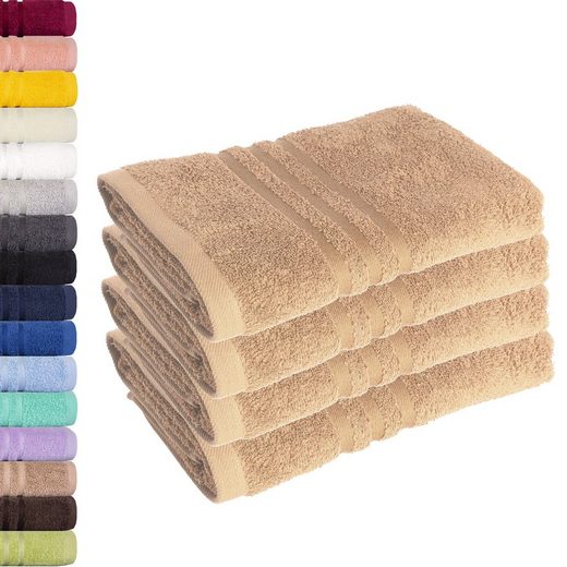 LAVEA Handtuch Elena 50x100cm aus 100% Baumwolle, fusselfreies, pflegeleichtes hautfreundliches Handtuch-Set (Set, 4-St), einzigartig weiche Frottee Handtücher für jeden Hauttyp geeignet mehr Begrenztes Angebot