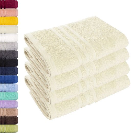 LAVEA Handtuch Elena 50x100cm aus 100% Baumwolle, fusselfreies, pflegeleichtes hautfreundliches Handtuch-Set (Set, 4-St), einzigartig weiche Frottee Handtücher für jeden Hauttyp geeignet mehr Exklusivangebot