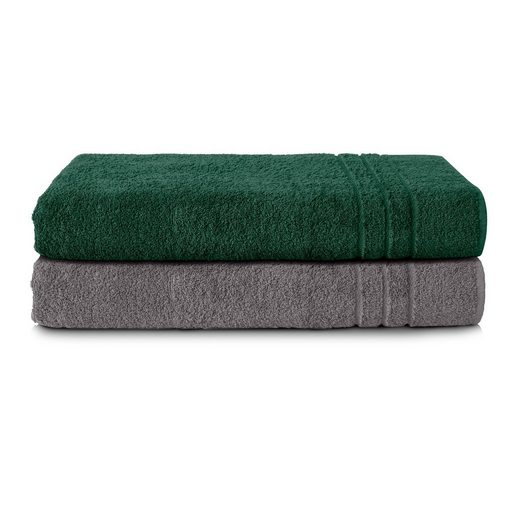 KOMFORTEC Saunatuch 80x200 cm Saunatücher Set aus 100% Baumwolle Frottee (2-St), XXL, Weich, Groß, Schnelltrocknend mehr Osterangebot
