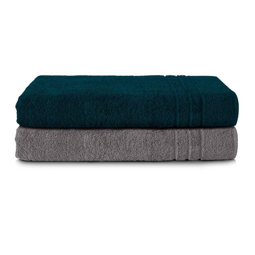 KOMFORTEC Saunatuch 80x200 cm Saunatücher Set aus 100% Baumwolle Frottee (2-St), XXL, Weich, Groß, Schnelltrocknend mehr Osterangebot