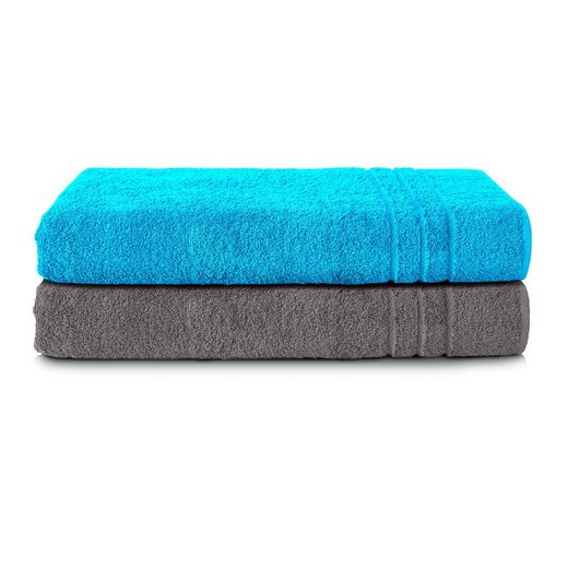 KOMFORTEC Saunatuch 80x200 cm Saunatücher Set aus 100% Baumwolle Frottee (2-St), XXL, Weich, Groß, Schnelltrocknend mehr Osterangebot