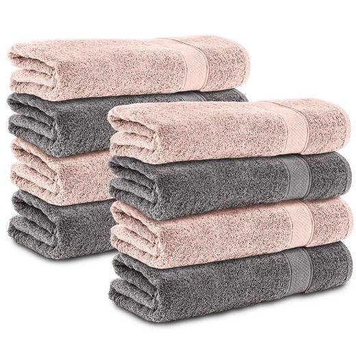 KOMFORTEC Handtücher 100% Baumwolle, 470 g/m² Frottee (8-St), Badetücher 50x100 cm Set, Weich mehr im Angebot