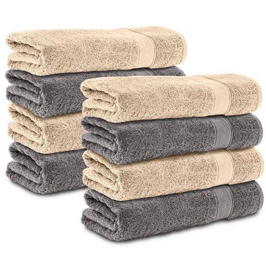 KOMFORTEC Handtücher 100% Baumwolle, 470 g/m² Frottee (8-St), Badetücher 50x100 cm Set, Weich mehr Versandkostenfrei