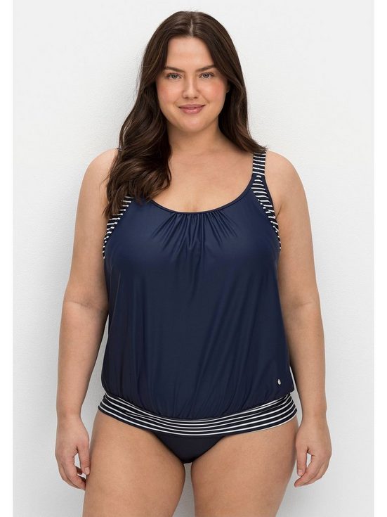 SHEEGO Tankini-Top Große Größen in Oversized-Form mit Streifendetails mehr Begrenzte Freigabe