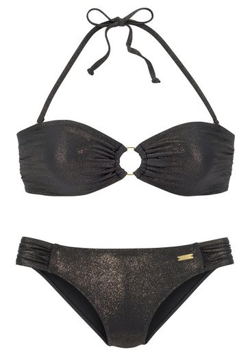LASCANA Bandeau-Bikini mit goldfarbener Glanzbeschichtung mehr Schlussverkauf
