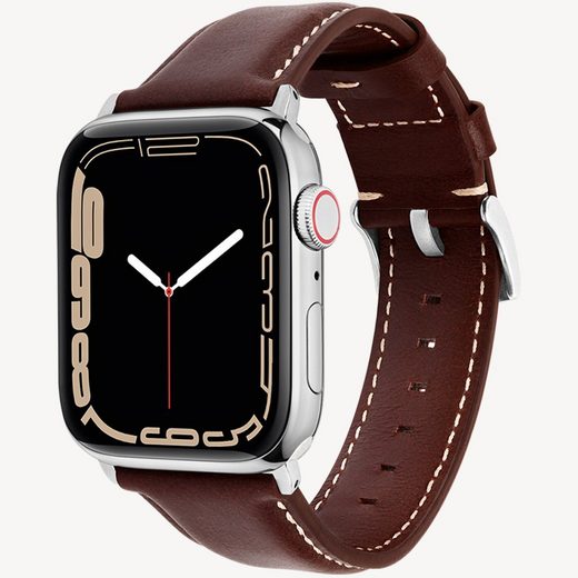 WIIUKA Smartwatch-Armband tiime Armband aus Leder für die Apple Watch Serie 1-8, SE, Ultra Handgefertigt - Deutsches Leder, Premium Qualität mehr Kostenlose Rückgabe
