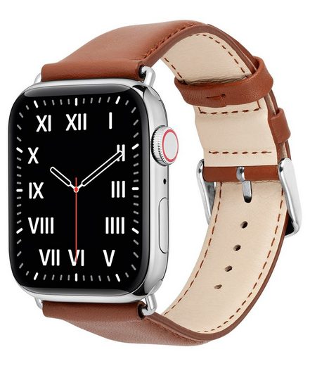 WIIUKA Smartwatch-Armband tiime Armband Leder für die Apple Watch 1-8, SE, Ultra Lederarmband Handgefertigt - Deutsches Leder, Premium Qualität mehr Begrenzte Freigabe