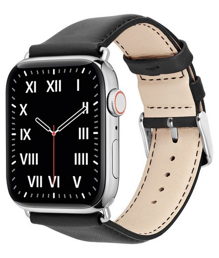 WIIUKA Smartwatch-Armband tiime Armband Leder für die Apple Watch 1-8, SE, Ultra Lederarmband Handgefertigt - Deutsches Leder, Premium Qualität mehr Begrenzte Freigabe