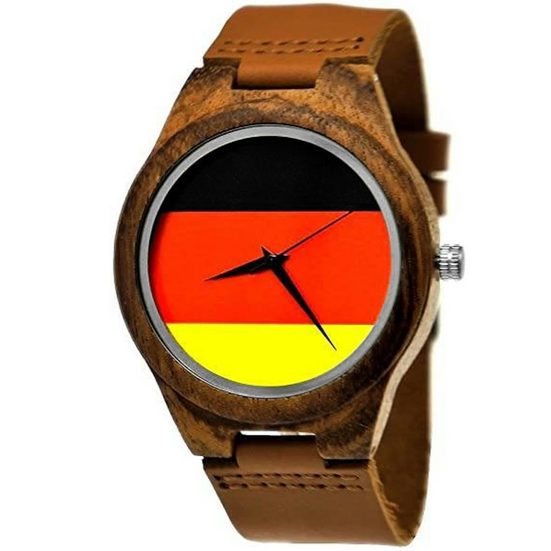 HOLZWERK Quarzuhr GERMANY Damen & Herren deutsche Flagge Leder und Holz Uhr in braun mehr Letzte 3 Tage
