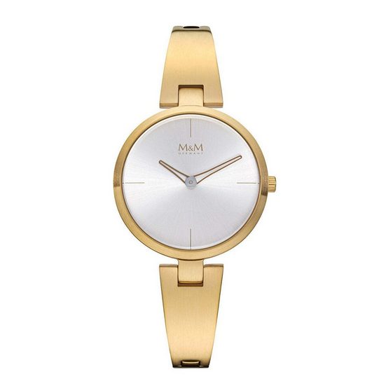 M&M Quarzuhr Armbanduhr Damen gold Circle Line (1-tlg), Analoguhr rund mit Metallarmband Edelstahlarmband, Designer Uhr, deutsche Manufaktur, inkl. edles Etui mehr Letzte 2 Tage