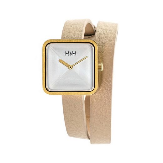 M&M Quarzuhr Armbanduhr Damen Leder Mini Square (1-tlg), Analoguhr, Damenuhr mit Lederarmband eckig, Designer Uhr, deutsche Manufaktur, inkl. edles Etui mehr Vierteljährliche Förderung