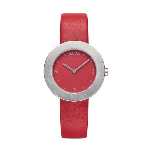 M&M Quarzuhr Armbanduhren Damen Leder Circle Line (1-tlg), Analoguhr rund mit Lederarmband, Designer Uhr, deutsche Manufaktur, inkl. edles Etui mehr Discount Store für neue Produkte