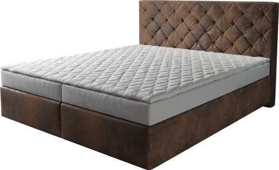 DELIFE Boxspringbett Dream-Great Mikrofaser Grau 120x200 cm mit Matratze und Topper mehr Saisonschlussverkauf