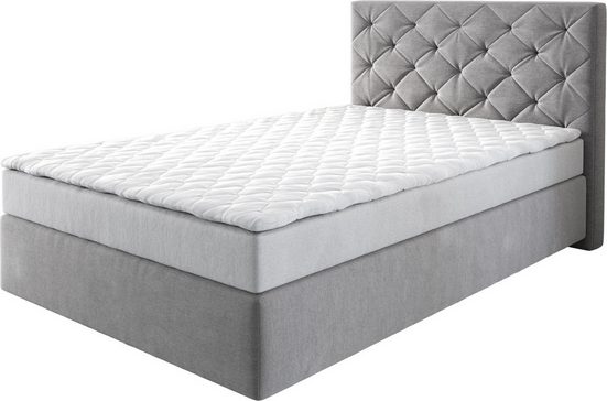 DELIFE Boxspringbett Dream-Great Mikrofaser Grau 120x200 cm mit Matratze und Topper mehr Black Friday