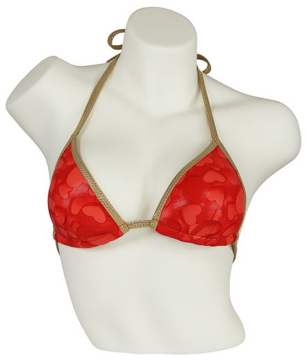 MISS BEACH Triangel-Bikini-Top wattiert Glanz-Optik mit Herz-Print, Vorgeformtes Bikini-Oberteil mehr Heißer Verkauf