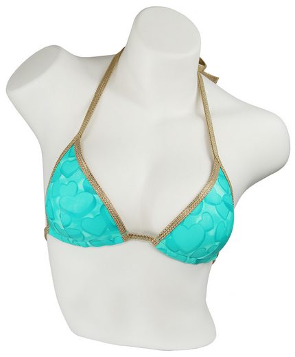 MISS BEACH Triangel-Bikini-Top wattiert Glanz-Optik mit Herz-Print, Vorgeformtes Bikini-Oberteil mehr Heißer Verkauf
