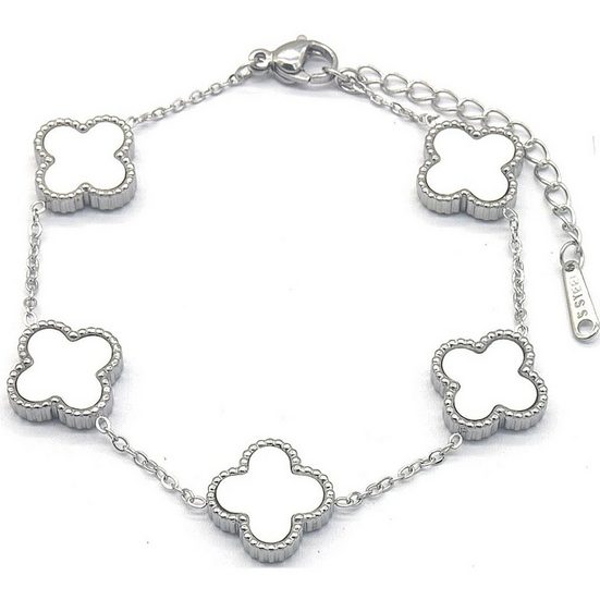 KARMA Silberarmband Damenarmband silber Perlmuteinlage in weiß Silberarmband Damen Damenschmuck mehr zollfrei