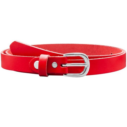 COLOGNEBELT Ledergürtel A8-SL Ledergürtel in Rot - 2 cm Breit - mit silberner abgerundeter Gürtelschließe - modern, leger, klassisch mehr Kostenlose Rückgabe