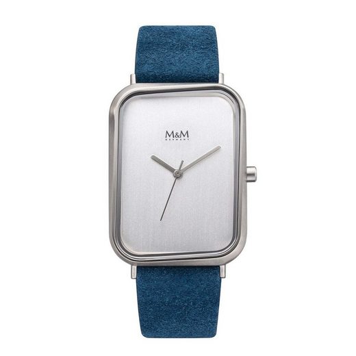 M&M Quarzuhr Armbanduhr Damen Leder Dancing Square (1-tlg), Analoguhr eckig mit Lederarmband, Designer Uhr mehr Cyber Monday
