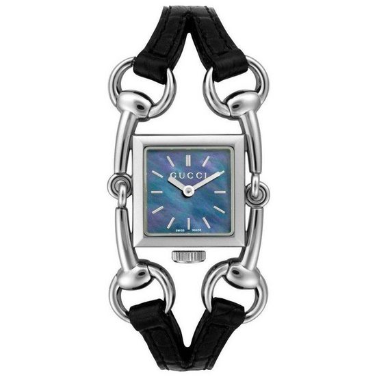 GUCCI Quarzuhr YA116503 Horsebit-Design, Lederarmband, Edelstahlgehäuse mehr Lagerräumung