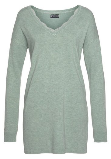 LAURA SCOTT Strickpullover mit Spitzen am Ausschnitt mehr Begrenzte Freigabe
