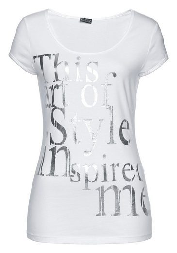 LAURA SCOTT Rundhalsshirt mit Folienprint mehr Letzter Tag