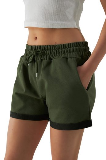 SMITH & SOLO Sweatshorts Kurze Hose Damen Shorts (1-tlg) Lycra, Baumwolle, umschlagene Beinsaum mehr Im Verkauf