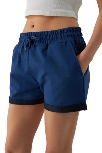 SMITH & SOLO Sweatshorts Kurze Hose Damen Shorts (1-tlg) Lycra, Baumwolle, umschlagene Beinsaum mehr Im Verkauf