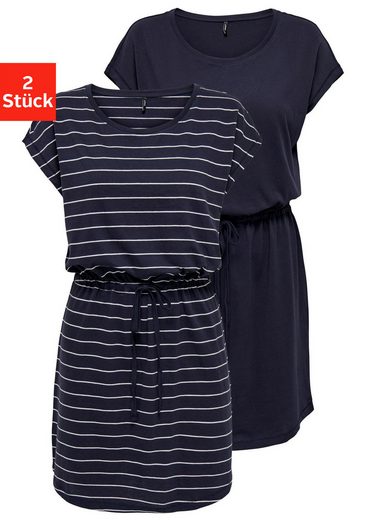 ONLY Shirtkleid ONLMAY LIFE S/S DRESS 2 PACK CS JRS (2er-Pack) flexibel taillierbar für individuelle Passform mehr Fabrikladen