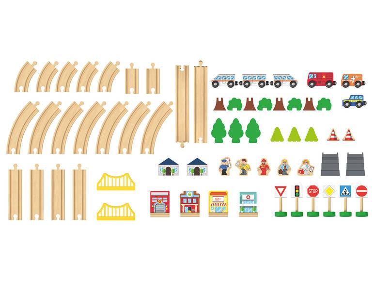 Playtive Holzeisenbahn-Set Stadt / Bauernhof, 57-teilig Neueste Mode