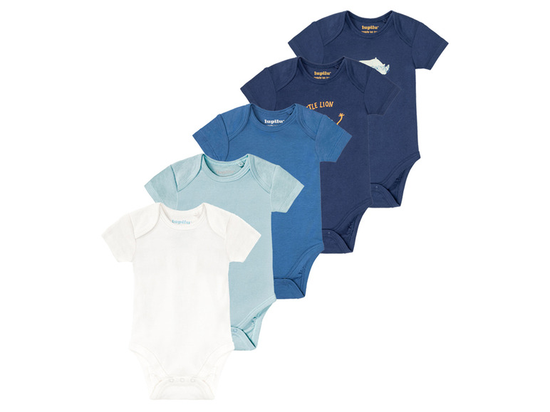lupilu® Baby Body, 5er Set, kurzarm, reine Bio-Baumwolle Exklusive Angebote