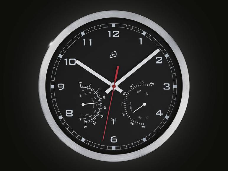 AURIOL® Funkwanduhr, mit Thermometer und Hygrometer Kostenlose Rückgabe