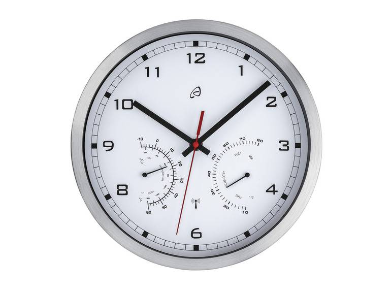 AURIOL® Funkwanduhr, mit Thermometer und Hygrometer Kostenlose Rückgabe