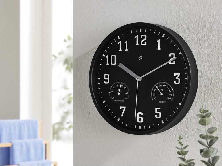 AURIOL® Wanduhr mit Thermo- und Hygrometer, Ø 25 cm Nur noch ein Tag übrig