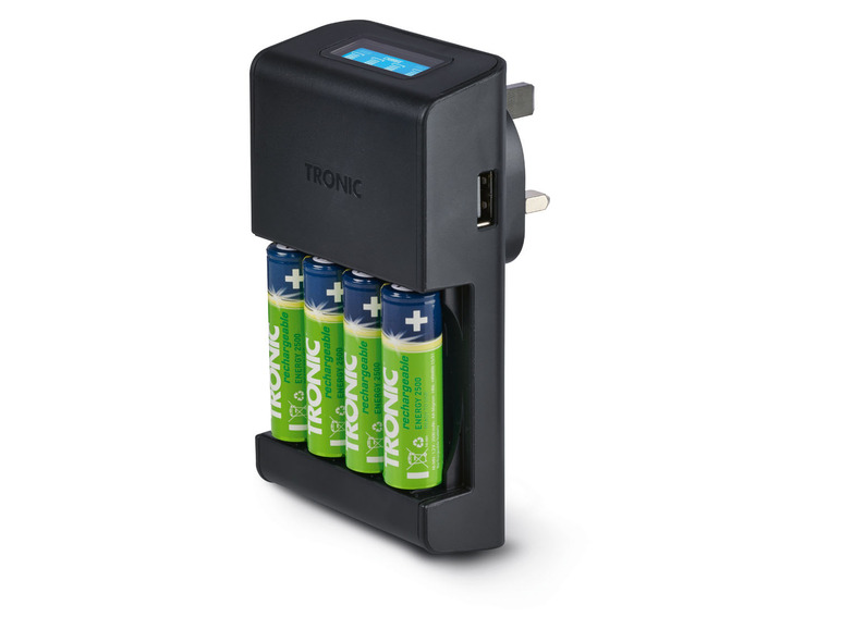 TRONIC® Akku Ladegerät mit LCD Ladeanzeige zollfrei