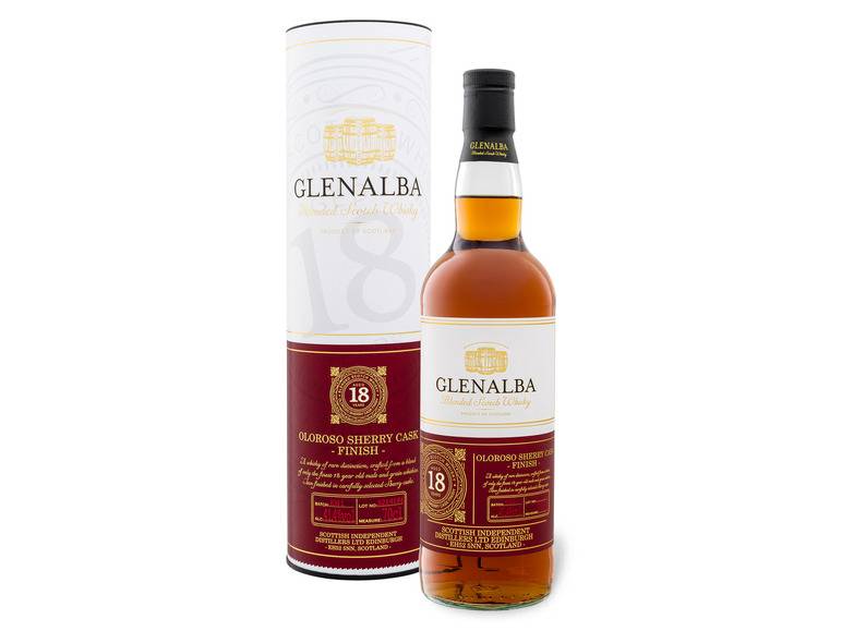 Glenalba Blended Scotch Whisky 18 Jahre Sherry Cask Finish mit Geschenkbox 41,4% Vol Begrenzte Freigabe