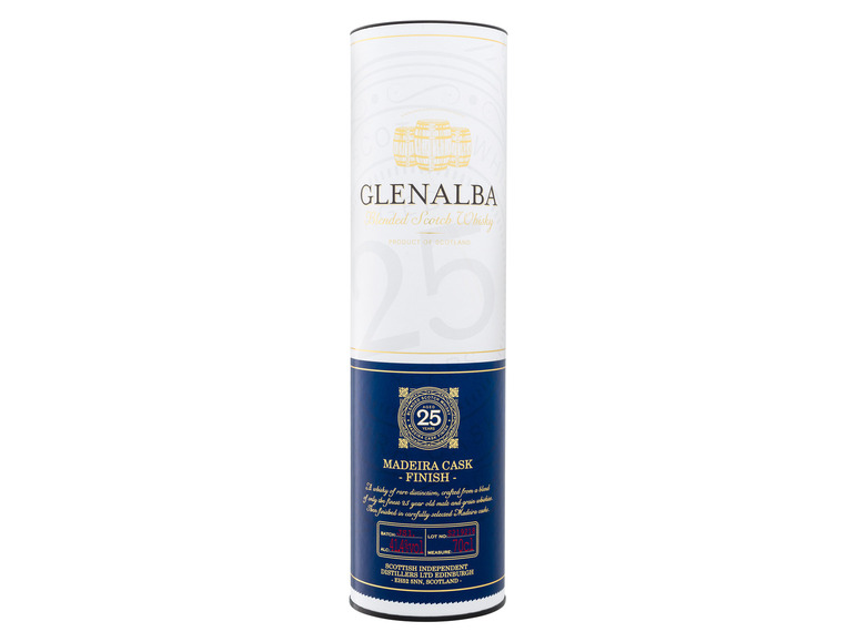 Glenalba Blended Scotch Whisky 25 Jahre Madeira Cask Finish mit Geschenkbox 41,4% Vol Zeitbegrenzte Promotion