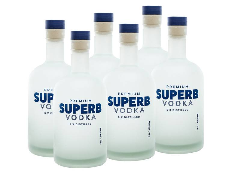 6 x 0,7l-l-Flasche Premium Superb Vodka 42% Vol Fabrikladen